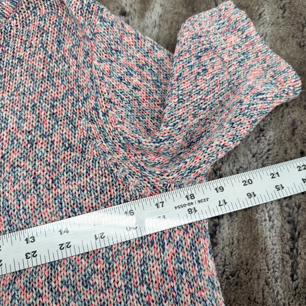 Vtg Norm Thompson Sweater Shirt Women's Lg Knit Pullover Top Stretch Pink Blue - Picture 5 of 9